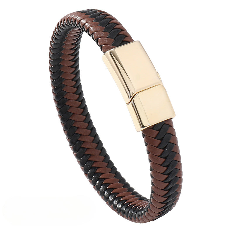 Wholesale Men's Leather Woven Magnetic Buckle Bracelets